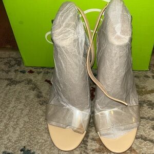 Sam Edelman Almond/ Clear Block Heels